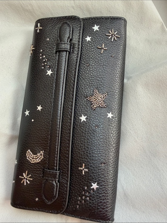 Vera Bradley Handbags - Vera Bradley Black Star-Embellished Leather Wallet Clutch NWOT